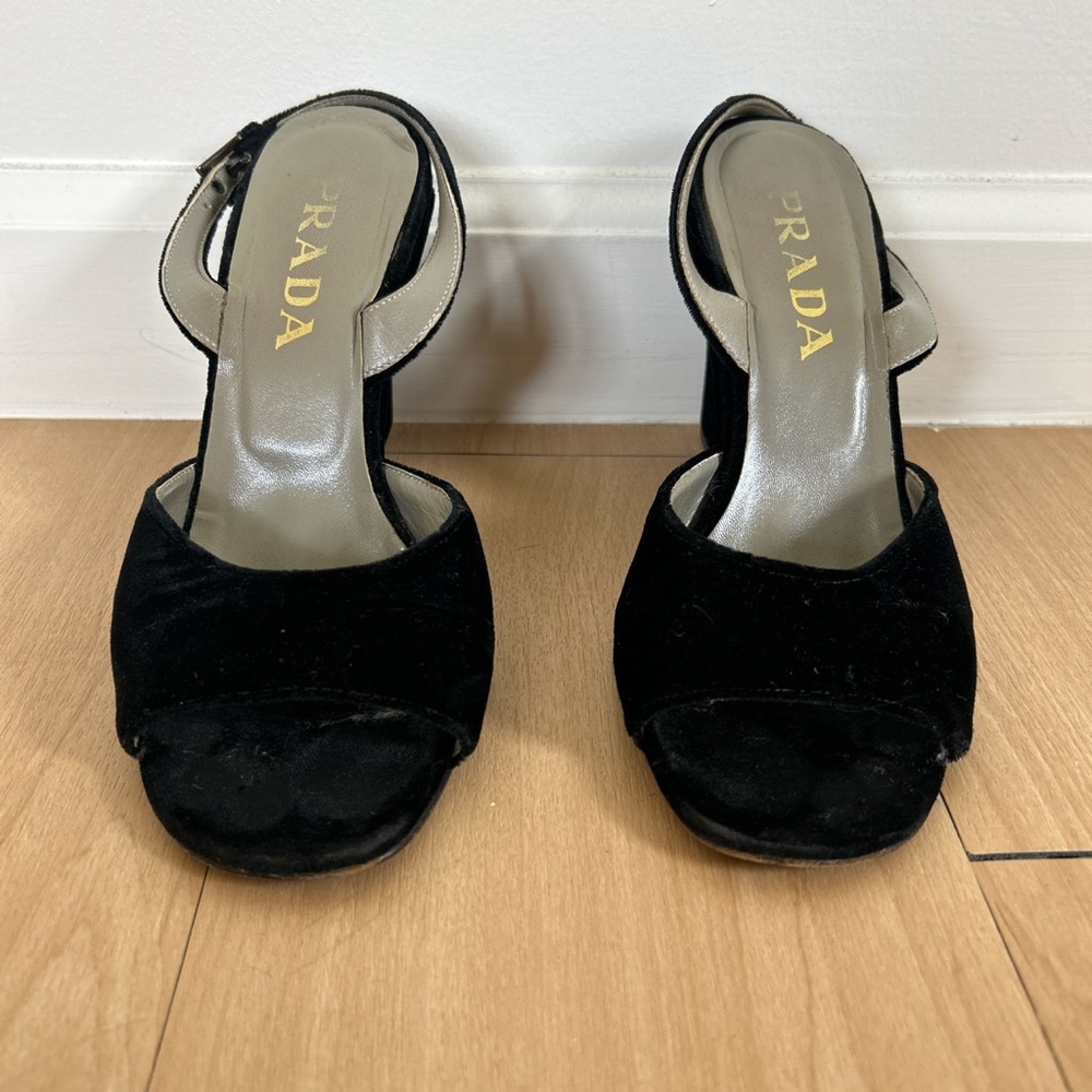 Vintage ‘90s Prada black velvet heels